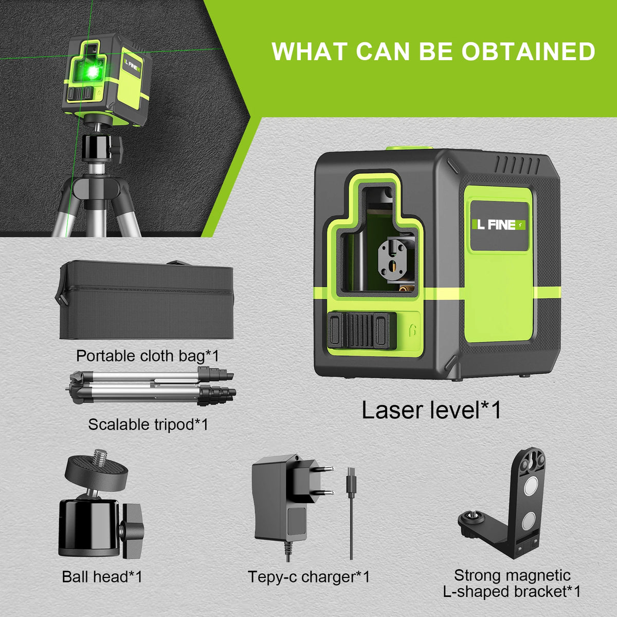 Kruislijnlaser met groene lijnen (zelfnivellerend)