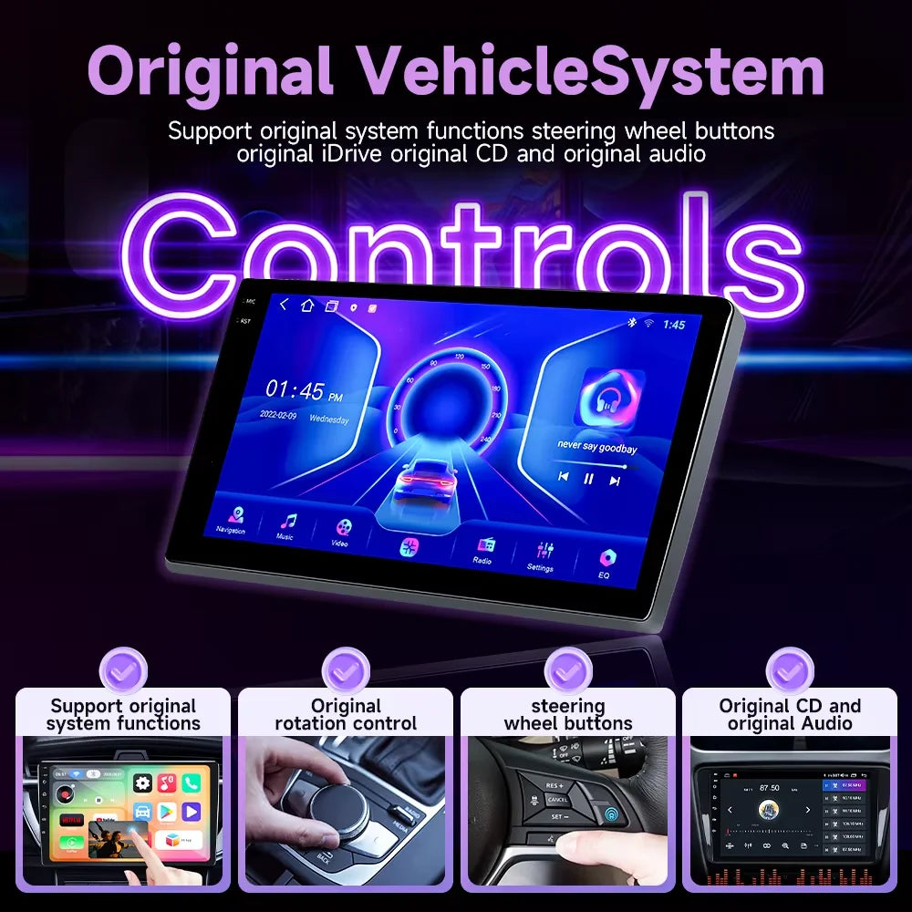2-DIN Android autoradio met draadloze CarPlay (9"/10")