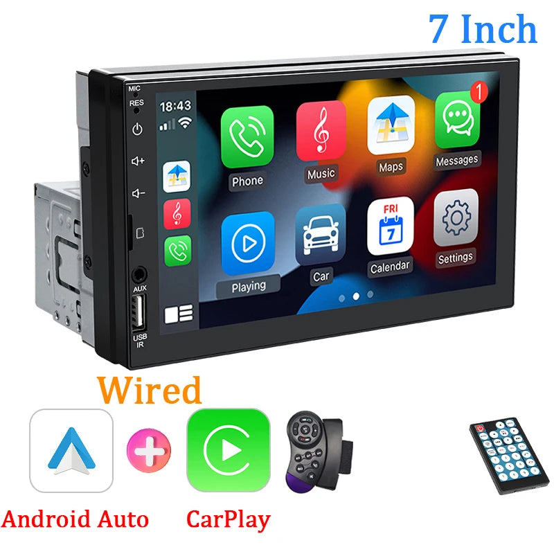 1-DIN autoradio met 7" scherm en CarPlay