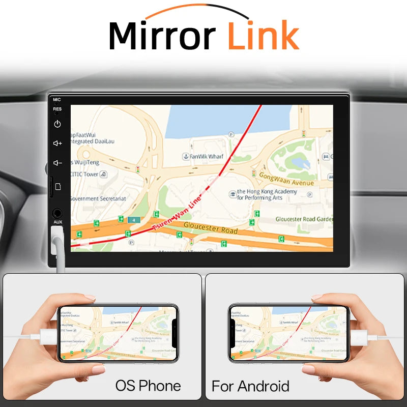 1-DIN autoradio met 7" scherm en CarPlay