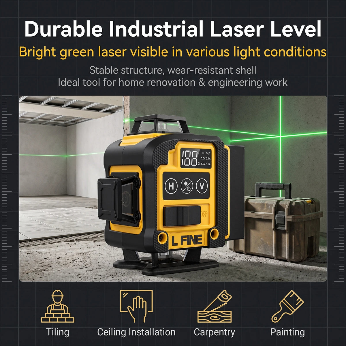 3D kruislijnlaser 16 lijnen, groen (360°)