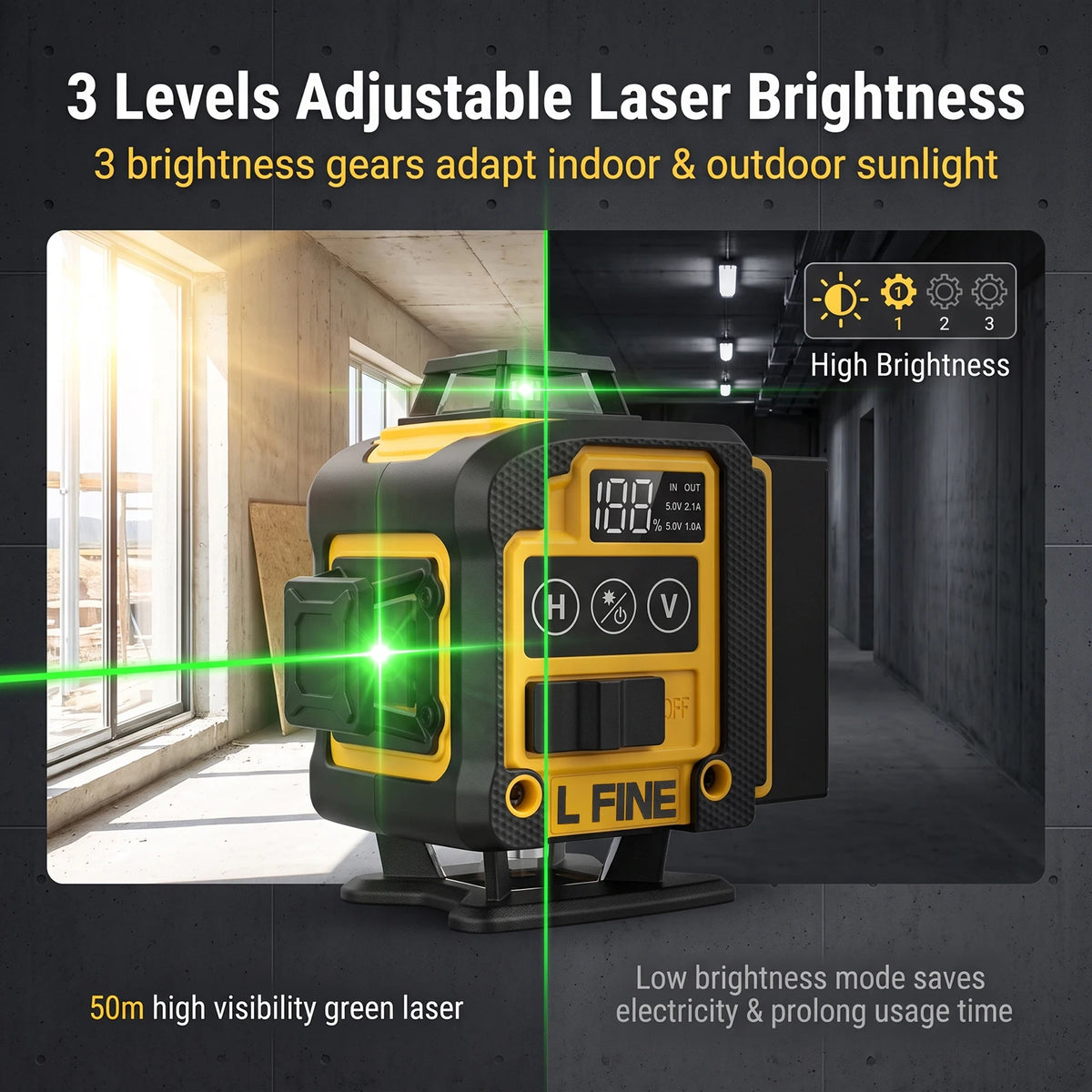 3D kruislijnlaser 16 lijnen, groen (360°)