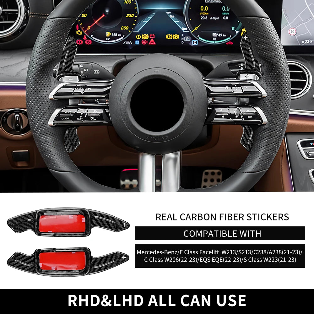 Echte carbon schakelflippers voor Mercedes C-Klasse W206, E & S-Klasse
