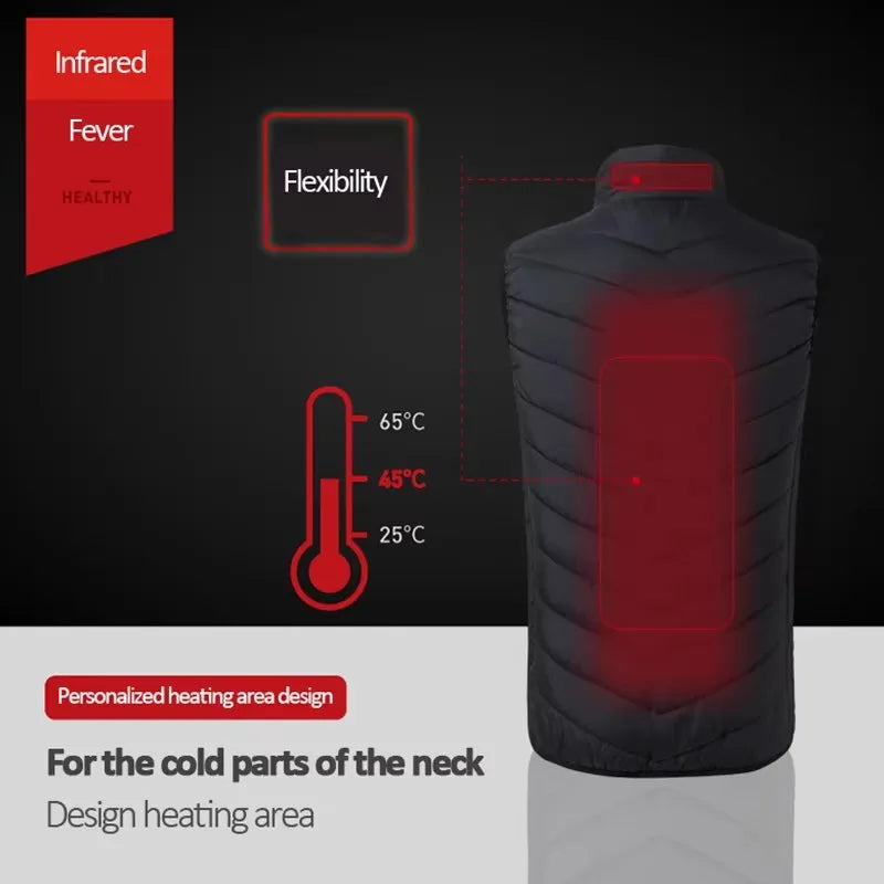Verwarmde bodywarmer met tot 21 warmtezones (USB)