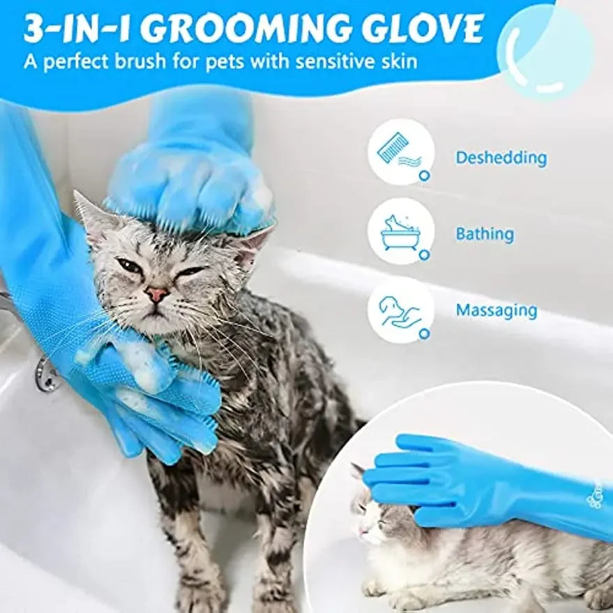 Siliconen verzorgingshandschoen voor honden en katten