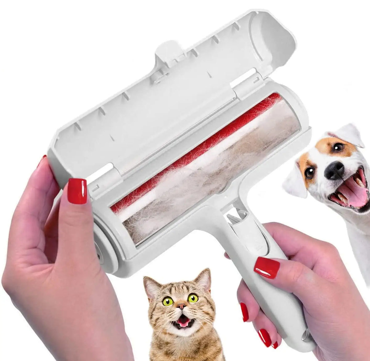 Herbruikbare dierenharenroller met opvangbak